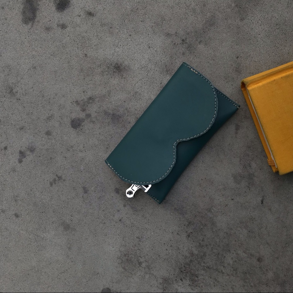 green handmade wallet